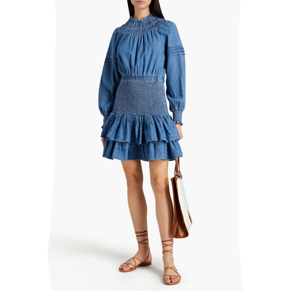 🦄 RARE Michael Kors Shirred cotton-chambray mini dress